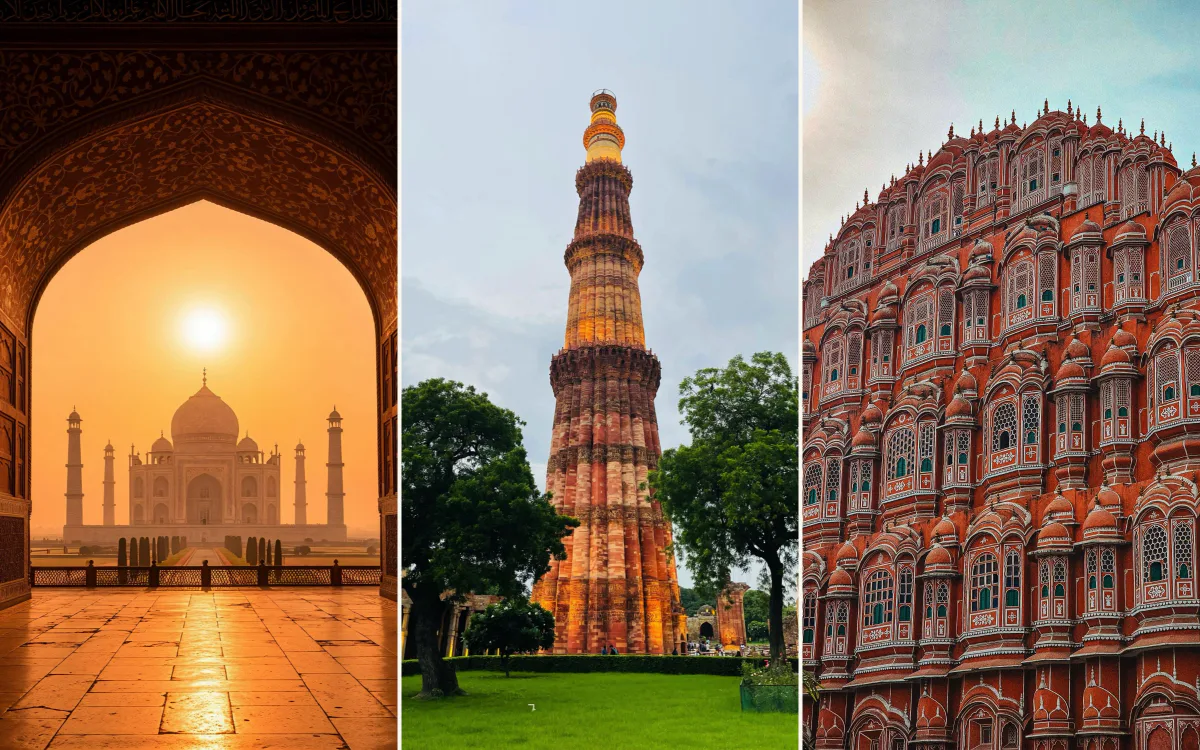 The Taj Mahal, Qutub Minar and Hawa Mahal